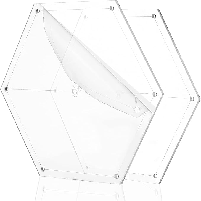 BENECREAT 6Pcs Mixed Sizes Hexagon Quilting Template Transparent Pressure Plate - Image 3