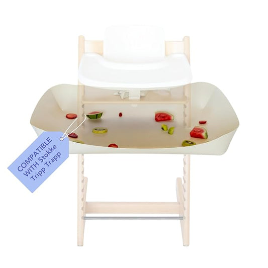 CATCHY -Food Catcher-Compatible with Stokke Tripp Trapp High Chair +11 Other High Chairs-Highchair Sold Separately-Baby & Toddler Food & Mess Catcher-Premium Linen Inspired -Under High Chair Accessory