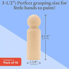 Wood Peg Dolls, 3.5 Inch Large Dad Shape Wooden Peg People, Strong Birch Wood - Image 4
