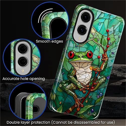 for Samsung Galaxy S25 Edge Case, Frog Stained Glass Pattern Glossy 2 in 1 - Image 5