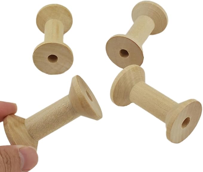 HAHIYO 2.36Inch/6cm 4PCs Natural Wood Unfinished Wooden Empty Thread Spool by Unknown