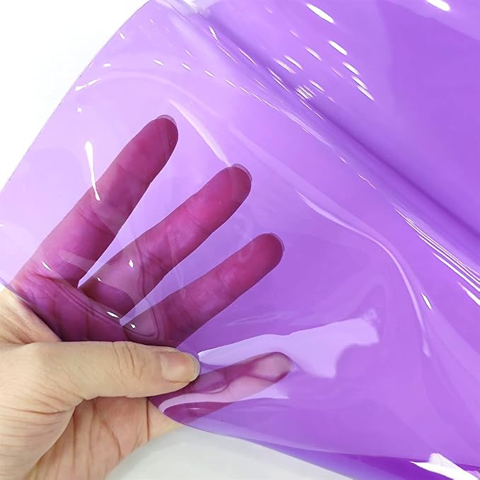 HYANG Purple Transparent PVC Super Clear Holographic Vinyl Faux Leather Sheets - Image 2