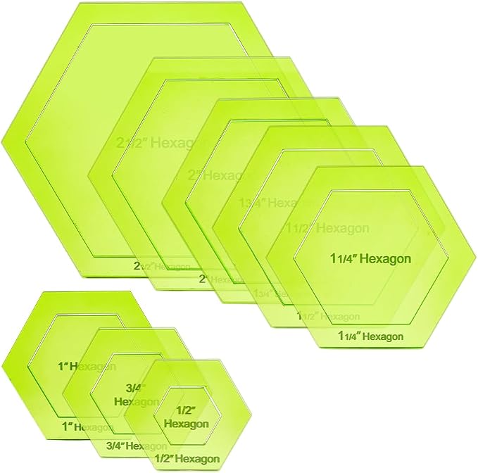 BENECREAT 16 Sizes Hexagon Quilting Template, Acrylic Intricate Sewing Machine by BENECREAT