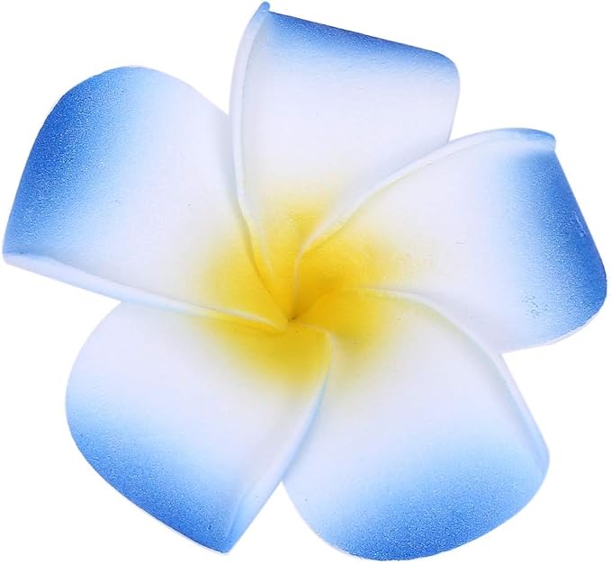 Pursuestar 100Pcs Blue Foam Hawaiian Frangipani Artificial Plumeria Flower - Image 2