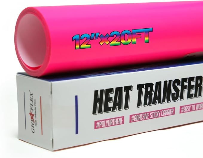PU Heat Transfer Vinyl 12"×20ft Roll Neon Pink – HTV by GIO-FLEXHTVFashionMask
