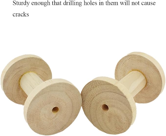 HAHIYO 4Inch/10cm 2PCs Natural Wood Unfinished Wooden Empty Thread Spool Smooth - Image 7