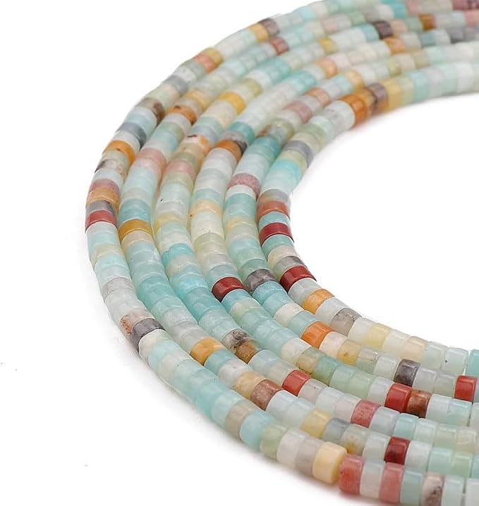 152pcs 4x2mm Natural Amazonite Heishi Disc Rondelle Spacer Stone Semi Precious by LIFAVOVY