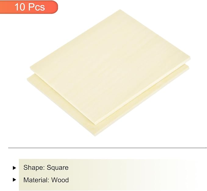 MECCANIXITY 10pcs Basswood Sheet 4 x 4 x 1/8 Inch Unfinished Wood Boards Plywood - Image 3