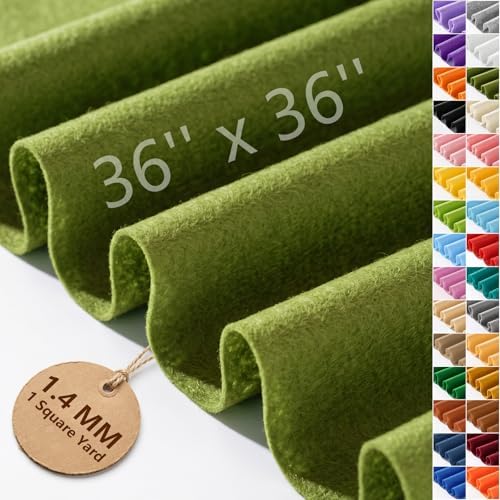 Fern Geen Felt Fabric 36'' X 36'', 1.4mm Large Felt Sheets Soft Durable Crafts by FEIYAUMI