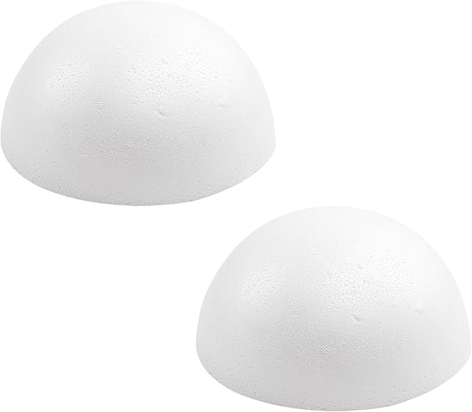 Crafjie 2PCS 8 Inchs White Foam Balls Half Round Polystyrene Half Foam Balls by Crafjie