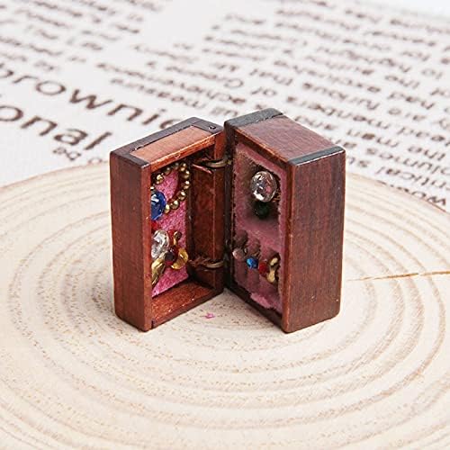 Acxico 1Pcs 1:12 Mini Miniature Wooden Jewelry Box Bedroom Accessories Mini - Image 5