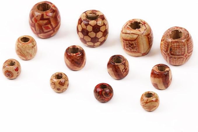 300pcs Mixed Painted Drum Wood Spacer Beads, BetterJonny Barrel Wood Beads - Image 5