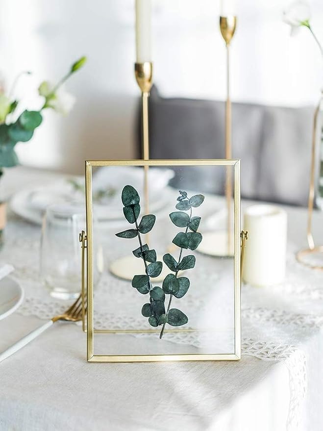 Gold Picture Frames Set of 3 — 4x4 4x6 5x7 Floating Glass Photo Frame Gift | - Image 4
