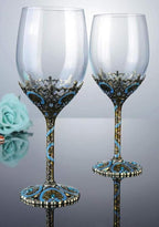 Simcat Handmade Painted Enamel Flower Glass Wine Glasses Transparent Refined - Image 3