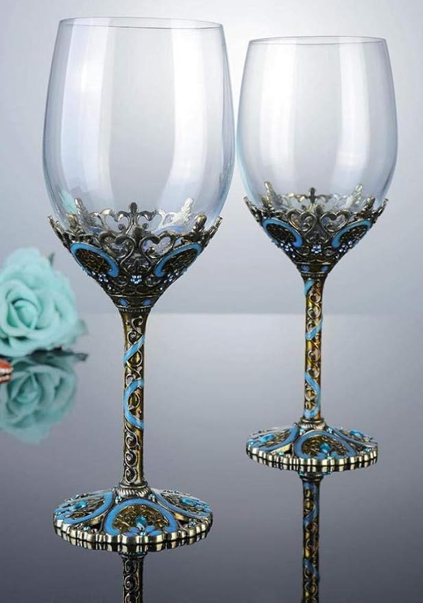 Simcat Handmade Painted Enamel Flower Glass Wine Glasses Transparent Refined - Image 3