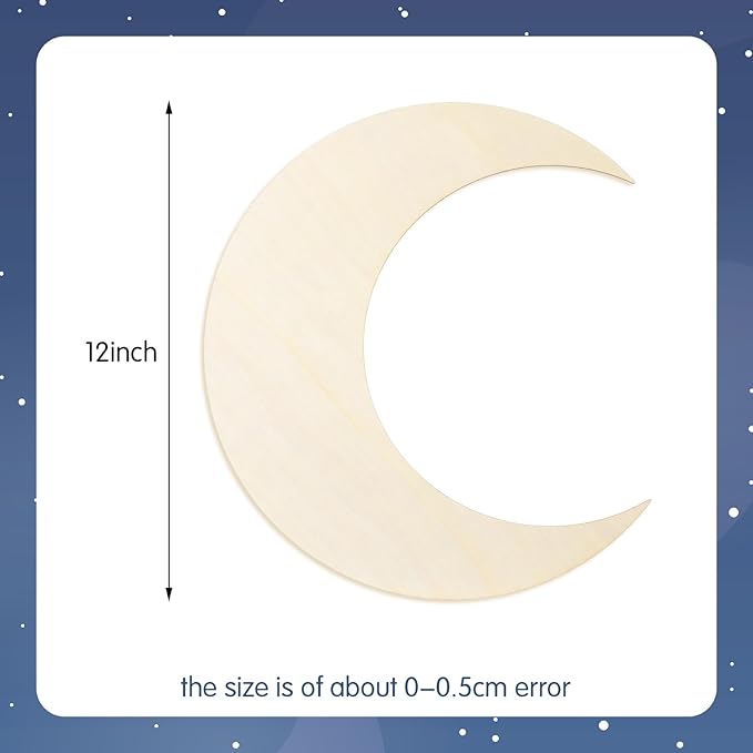 12 Pack 12 Inch Wooden Moon Cutout - Image 2