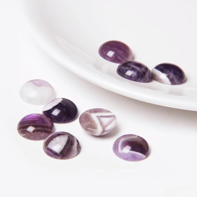 20pcs 6mm Natural Stone No Hole Amethyst Semicircle Smooth Cabochons Beads - Image 3