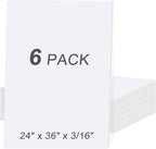 MYFAMIREA 6 Pack White Foam Board 24" x 36", 3/16" Thick Board Poster Acid-Free by MYFAMIREA