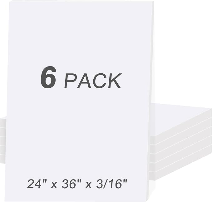 MYFAMIREA 6 Pack White Foam Board 24" x 36", 3/16" Thick Board Poster Acid-Free by MYFAMIREA