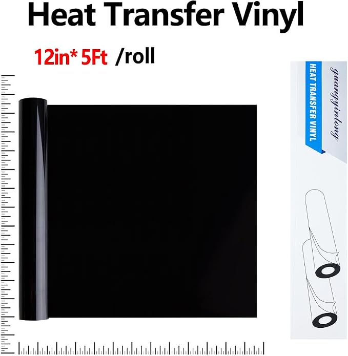 guangyintong Heat Transfer Vinyl Black HTV Rolls, Glossy Surface HTV Vinyl - Image 4