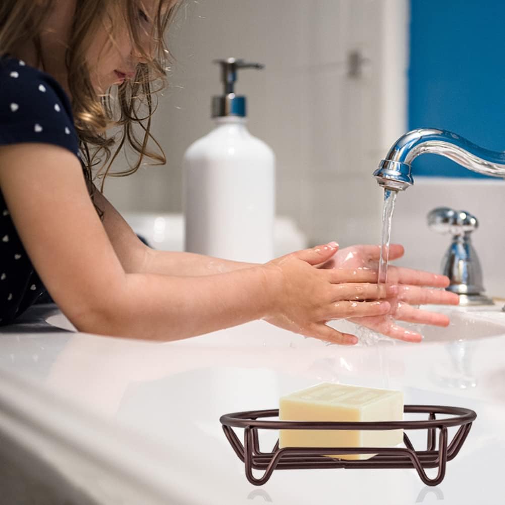 Soap Dish for Shower Bathroom Bar Soap Holder, Stainless Steel Self-draining Soap Rack Tray Saver Sponge Holder for Kitchen, Bath, Tub, Easy Cleaning, Extend Soap Life, Oval Bronze-1 Pack