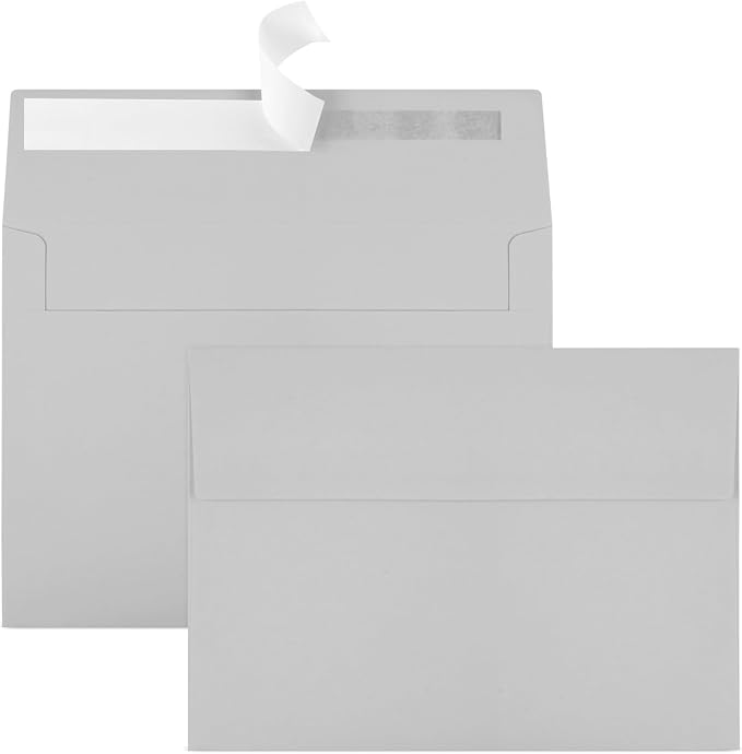 50 Packs 5x7 Dark Gray Envelope 5x7, Dark Gray Invitation Envelopes Self Seal by Joyberg