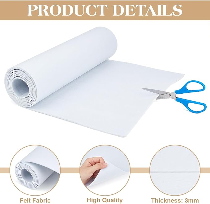 BENECREAT 78.7x15.7inch Felt Roll, 3mm Thick Nonwoven Felt Roll - Image 4