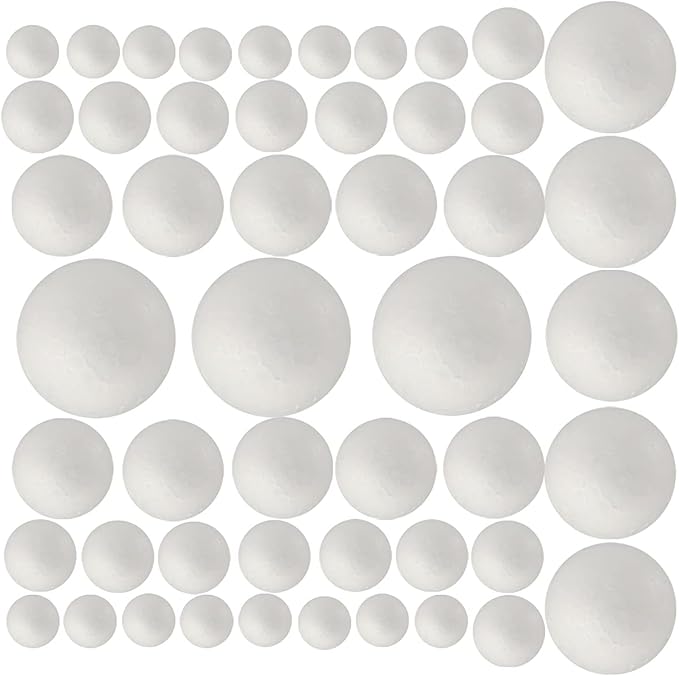 50 Pack Craft Foam Balls, 5 Sizes, Foam Balls by FFchuanhe