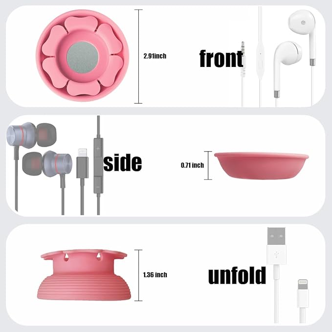 MAIRUI Wired Earbud Case Earphone Headphone Cord Organizer Wrap Soft Silicone - Image 3