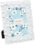 Laura Ashley 4x6 White Flower Textured Hand-Crafted Resin Picture Frame w/Easel by Unknown