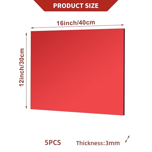 5 Pcs 12 x16 Inch Red Acrylic Mirror Sheet, 1/8 Inch Thick Opaque Glossy Mirror - Image 3