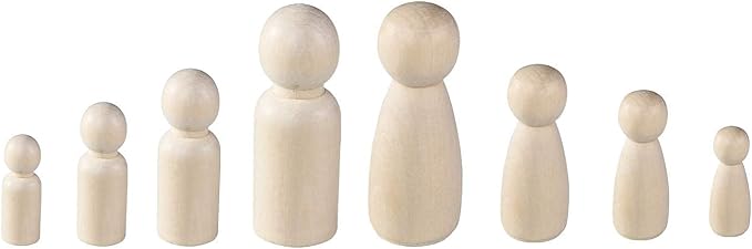 56 PCS Unfinished Natural Wooden Peg Dolls, Little Wooden peg People - Image 5