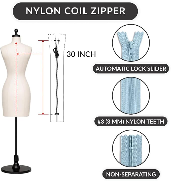 30 inch #3 Non-Separating Nylon Coil Zipper - Image 2