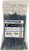 Kable Kontrol Gray Zip Ties 8 Inch 1000 Pcs, 50 Lbs Tensile Strength, by KABLEKONTROL%C2%AE