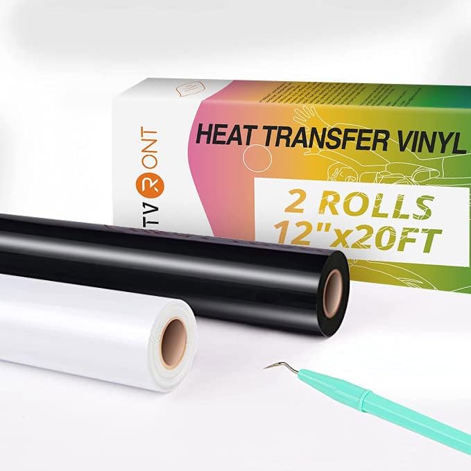 HTVRONT Heat Transfer Vinyl Black & White HTV Rolls, Heat Transfer Vinyl by HTVRONT