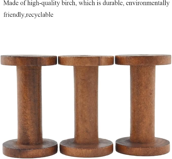 HAHIYO 3.35Inch/8.5cm 3PCs Light Brown Color Wood Spool - Image 4
