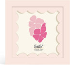 5x5 Picture Frame with Wavy Mat, Wooden Real Glass 5 x 5 Photo Frame by THKRLOF