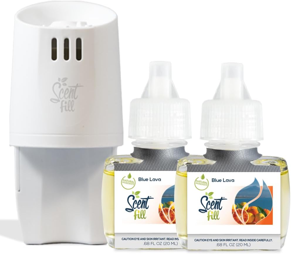 Scent Fill Blue Lava Plug in Air Freshener, Scented Oil Refills, 2 Refills + Diffuser