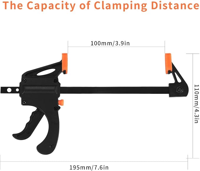 4 Inch Bar Clamps for Woodworking, One Handed Ratchet Wood Working Clamp - Image 2