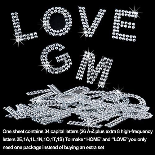 Zonon 136 Pieces Rhinestone Iron-on Letter Large Glitter Bling Alphabet Sticker - Image 3