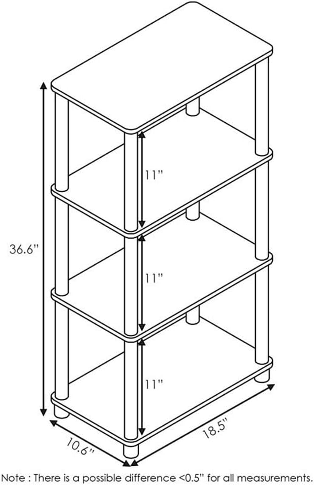 Furinno Turn-N-Tube No Tool 4-Tier Storage Shelf, French Oak Grey/Black - Image 3