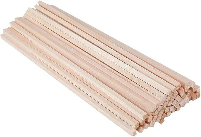 60 Pack Square Wood Dowel Rods 1/4x1/4x12 Inch Balsa Wood Sticks Natural Wood by iUoczi