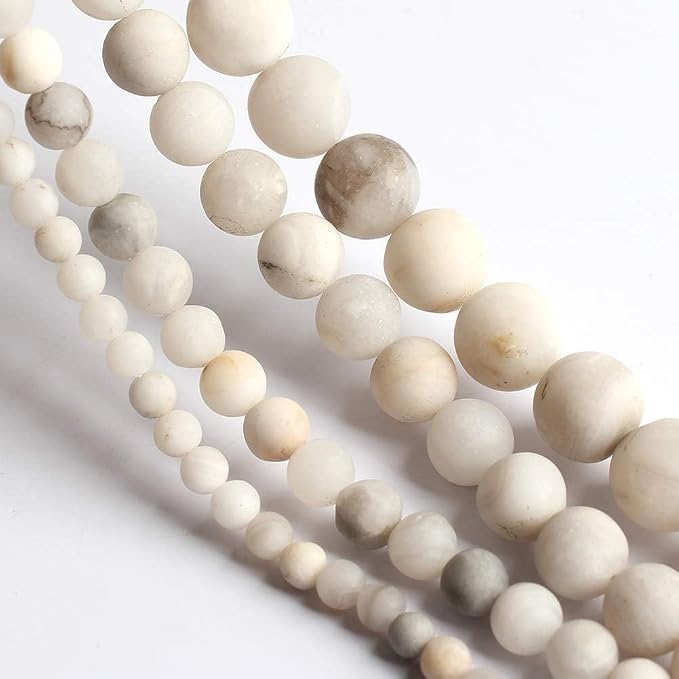 8mm Matte White Quartz Bead, 15-Inch Matte Round Loose Stone Beads - Image 6