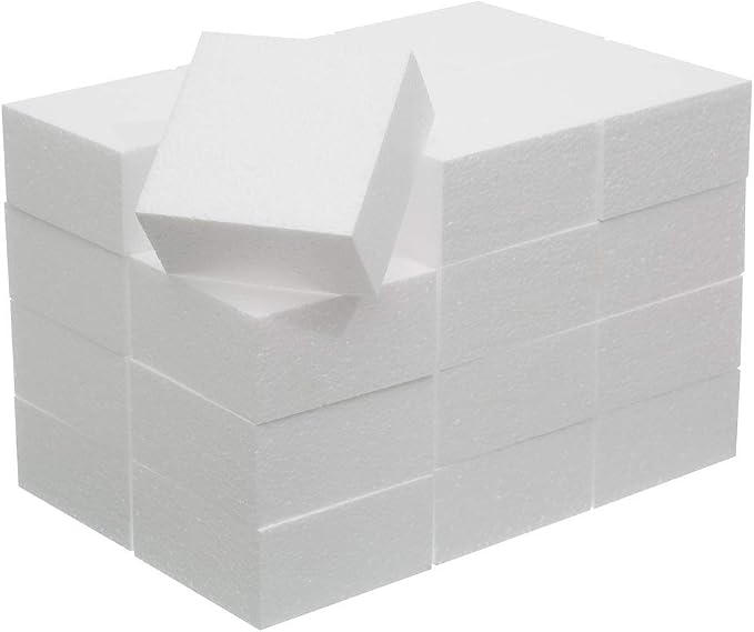 Crafare 4X4X2 Inch Craft Foam Blocks 24 Pack Polystyrene Brick by Crafare