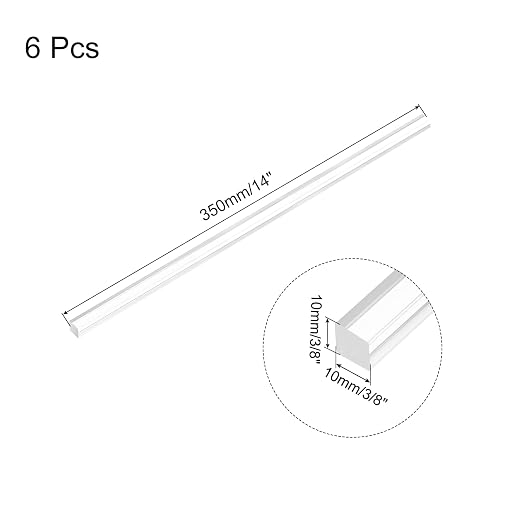 MECCANIXITY 6pcs Acrylic Square Rods 3/8" x 14" Clear Acrylic Dowel Rods Sticks - Image 2