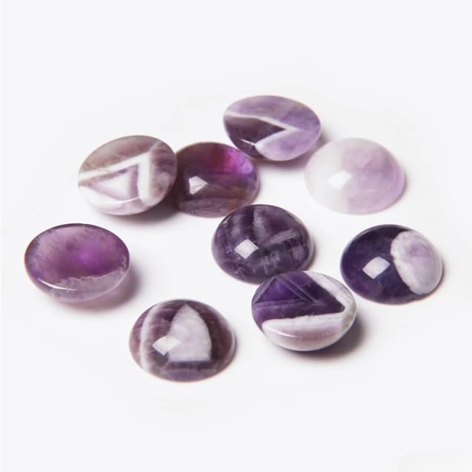 20pcs 16mm Natural Stone No Hole Amethyst Semicircle Smooth Cabochons Beads - Image 2