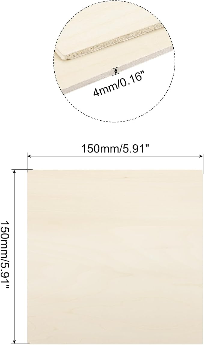 MECCANIXITY 3pcs Basswood Sheets 6 x 6 x 5/32 Inch Unfinished Wood Boards - Image 2