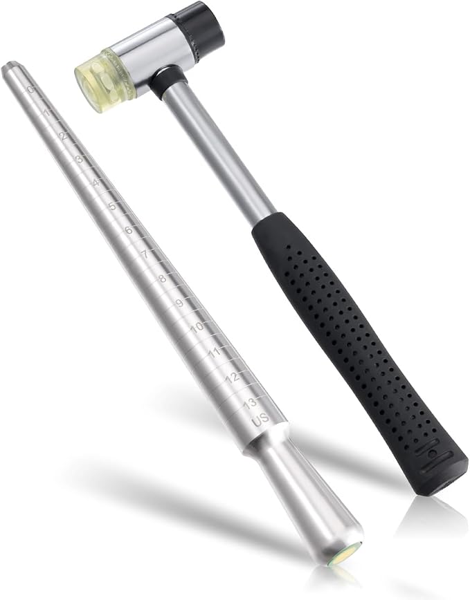 Meowoo Ring Sizer, Can be Hammered Solid Ring Mandrel and Jewelry Rubber Mallet by MeowooOfficial