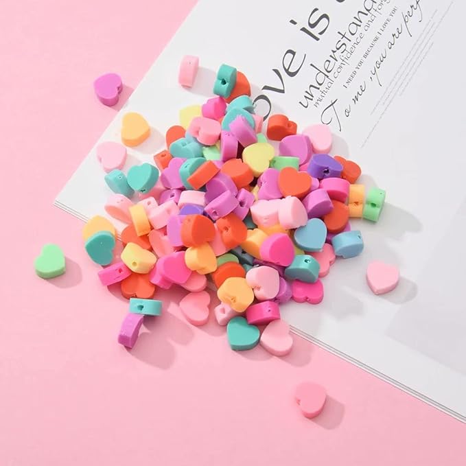 100pcs Mixed Heart Polymer Clay Spacer Beads - Image 7