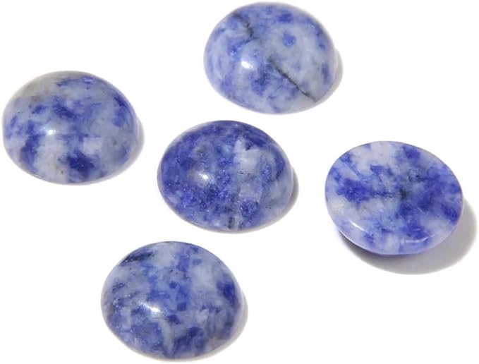 20pcs 10mm Natural Stone No Hole Blue Sodalite Semicircle Smooth Cabochons by 2TTFishoo